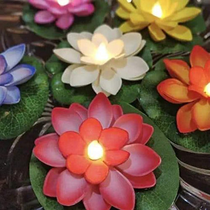 Lotus Flower Water Sensor LED Diyas (Pack of 6)