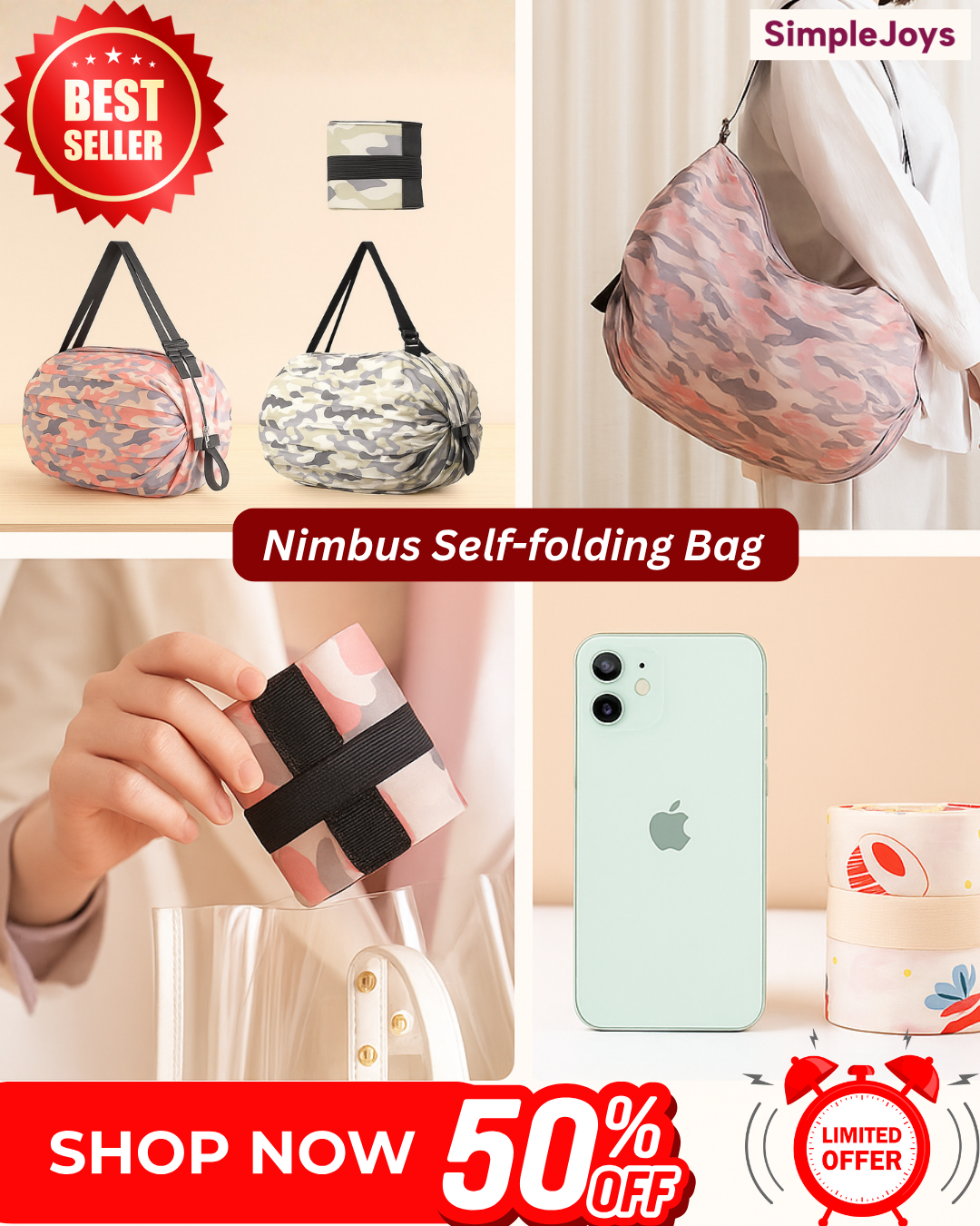Nimbus Self-folding Bag - One Bag, Endless Possibilities!
